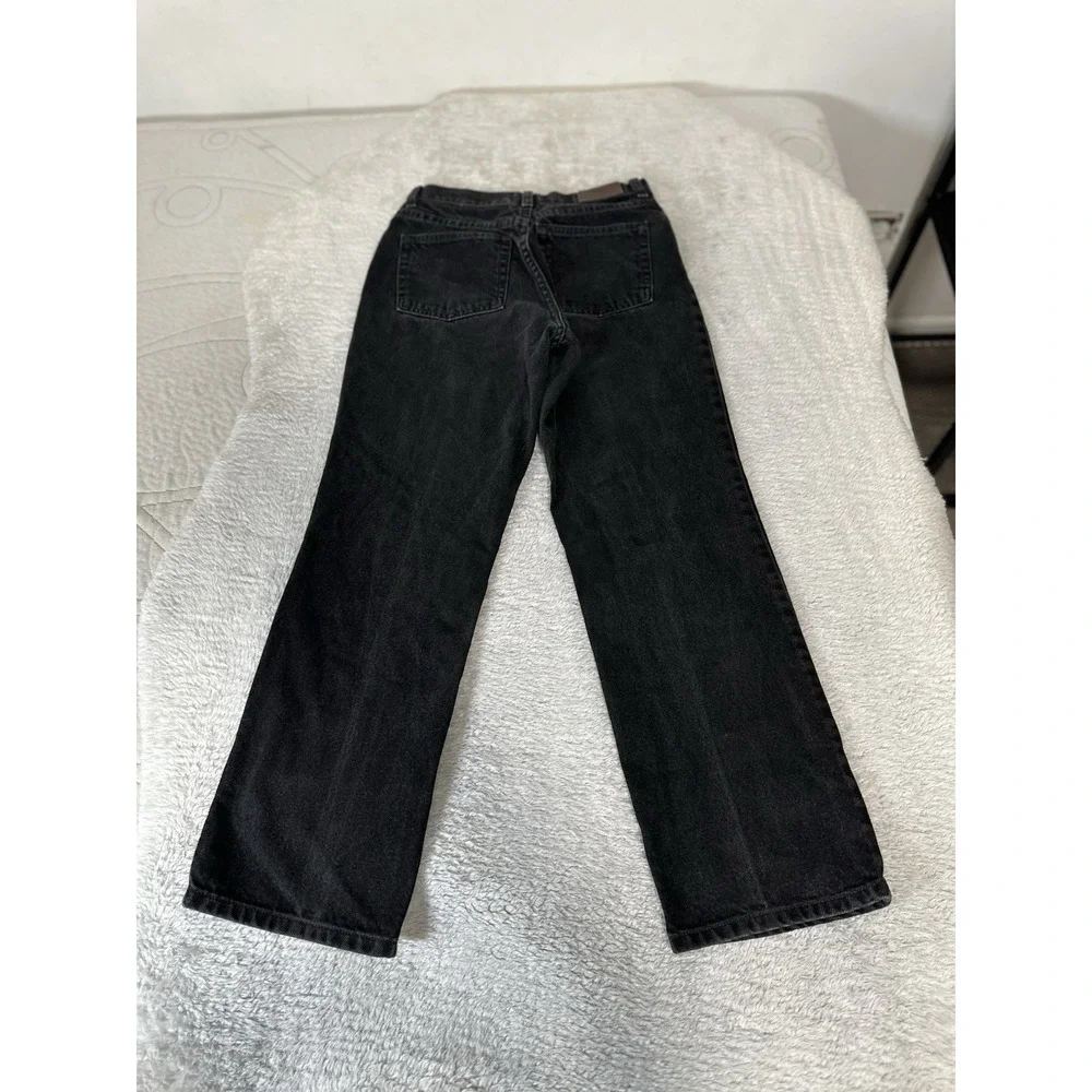 LL Bean Women's Black Straight Denim Jeans Size 4 Regular 26x28‎ Pants Cotton